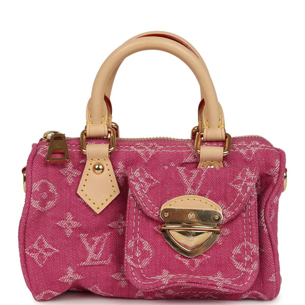 Louis Vuitton Nano Speedy Fuchsia Denim Monogram Gold Hardware