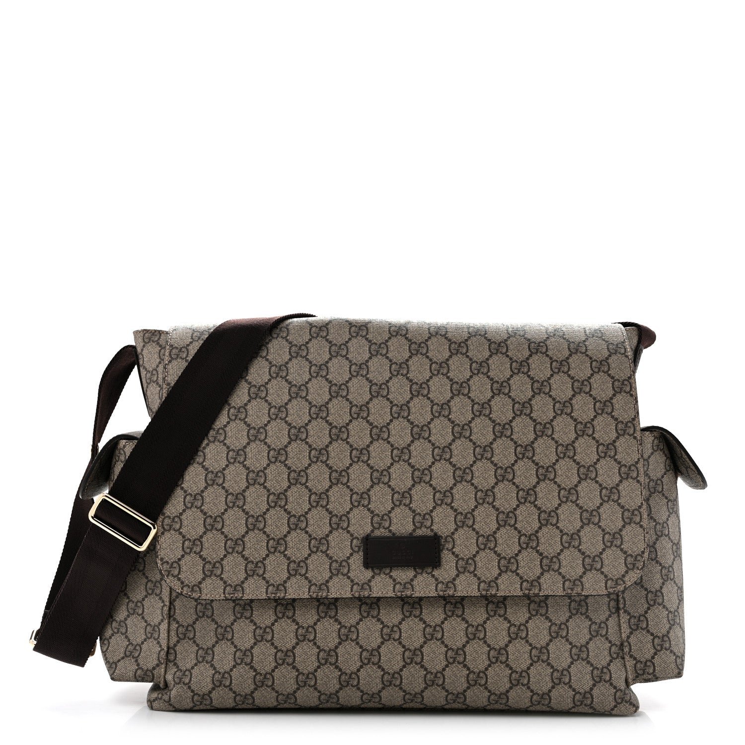 Gucci GG Plus Monogram Messenger Diaper Bag Dark Brown