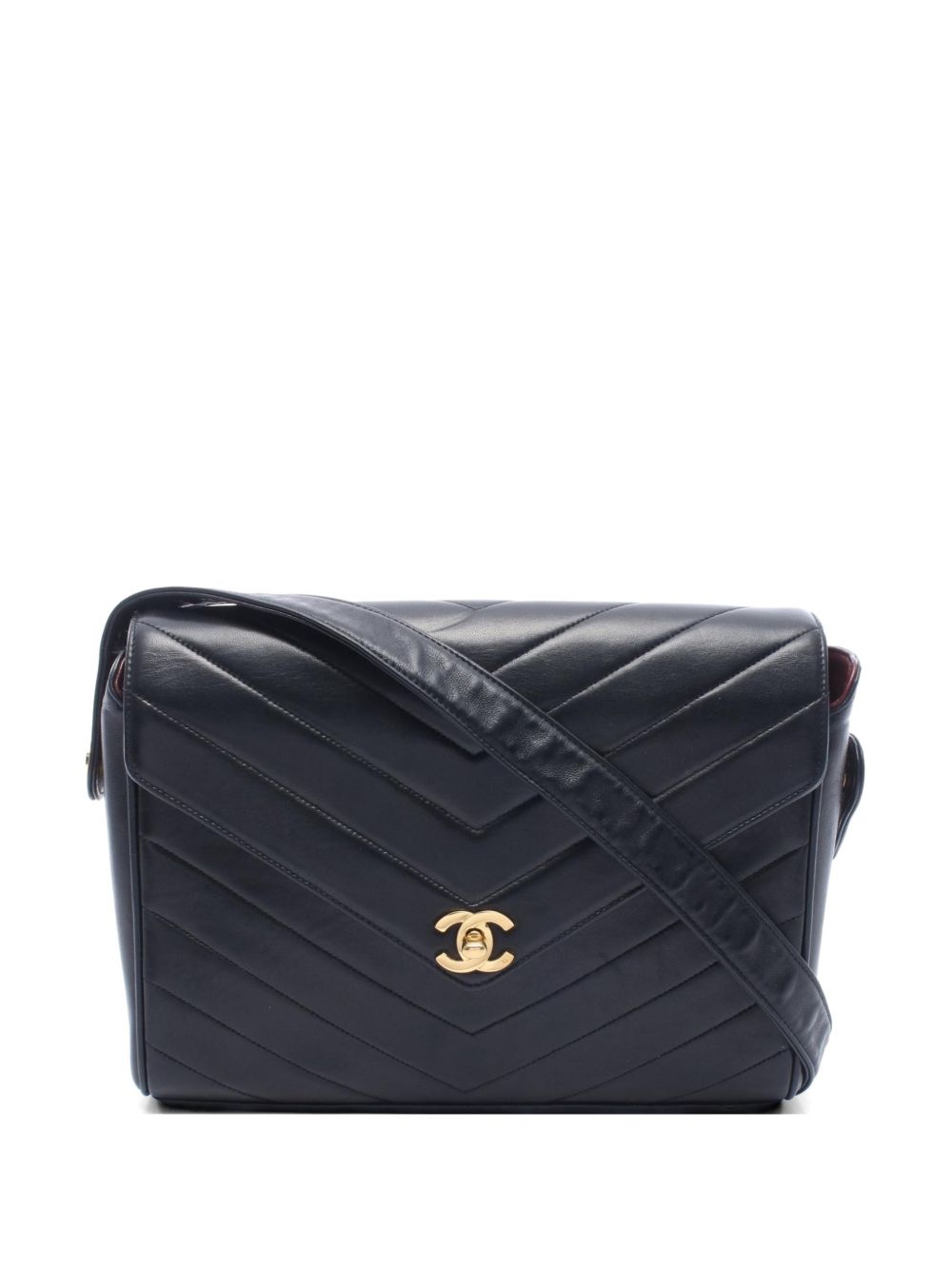 1990s chevron V-stitch shoulder bag