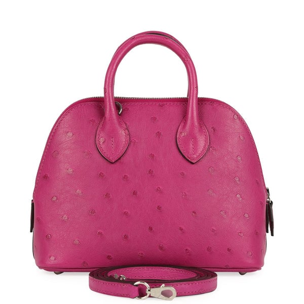 Hermes Hermes 1923 Bolide Mini Rose Poupre Ostrich Palladium Hardware
