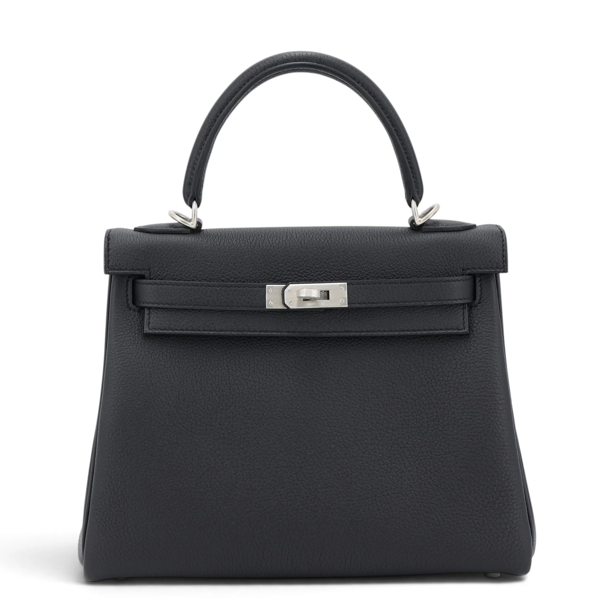 Brand New ( Rank N ) HERMÈS Kelly 25 Noir (89) Togo Brushed Palladium K (2025)