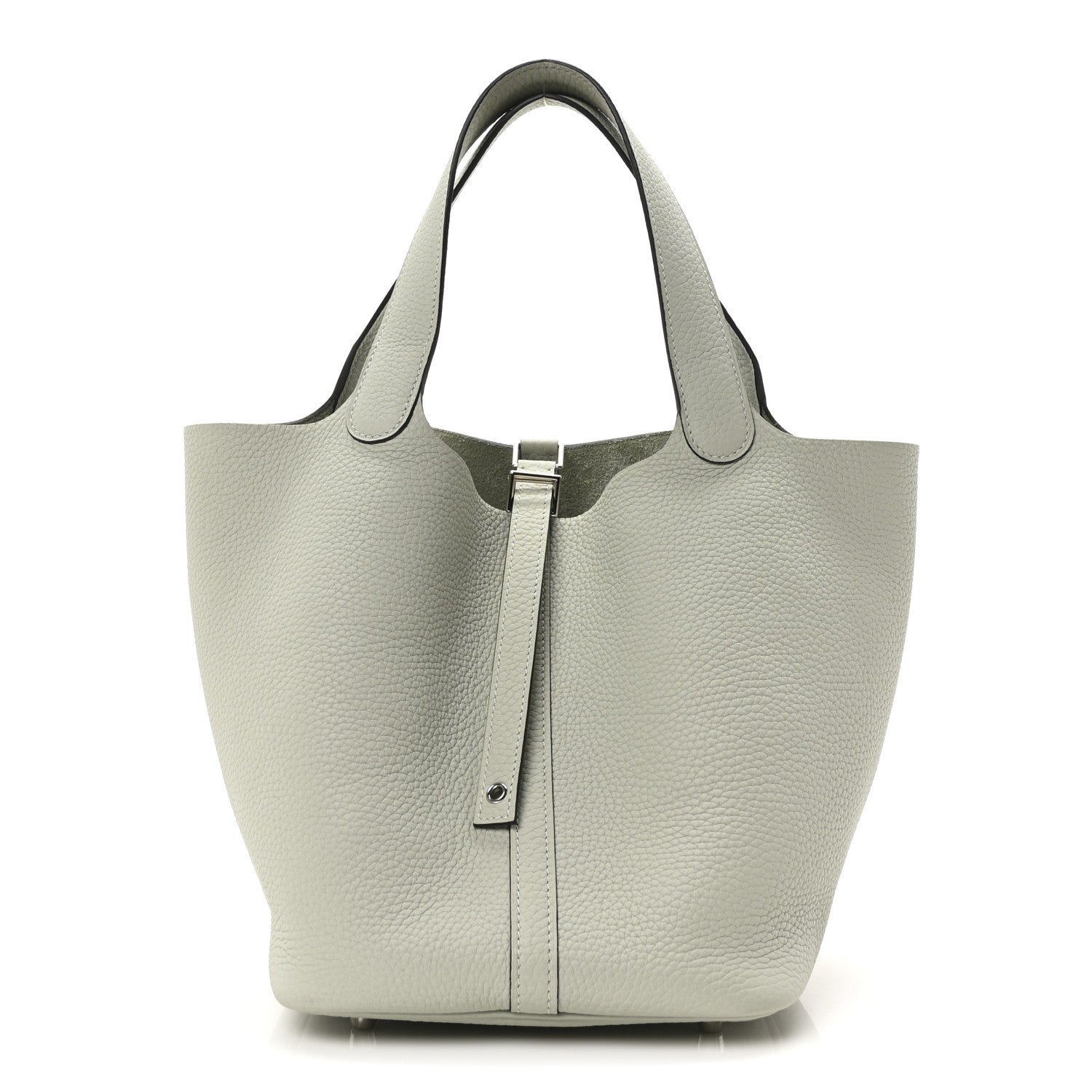 Hermes Taurillon Clemence Picotin Lock 22 MM Gris Neve