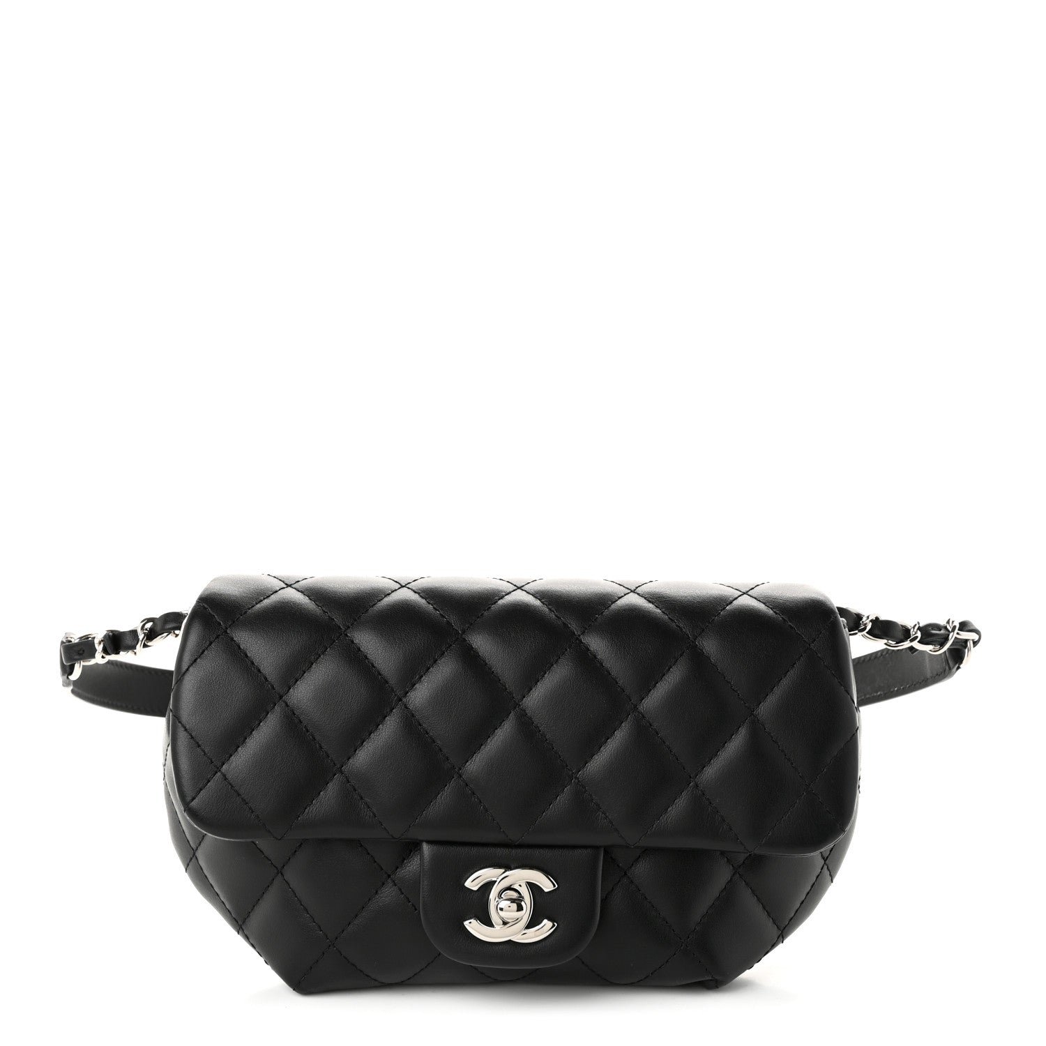 Chanel Calfskin Quilted CC Uniform Flap Belt Bag Black