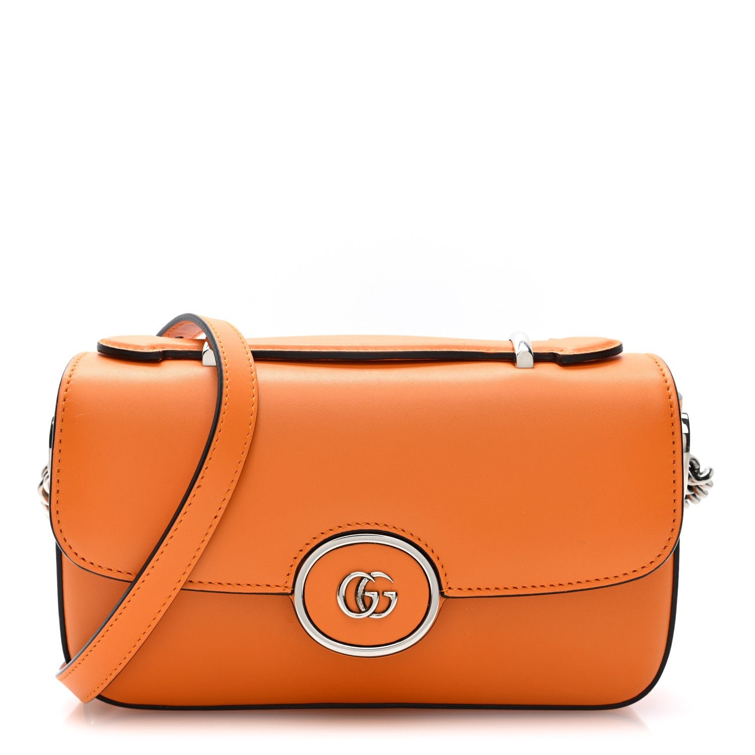 Gucci Senna Calfskin Petite GG Top Handle Shoulder Bag Orange