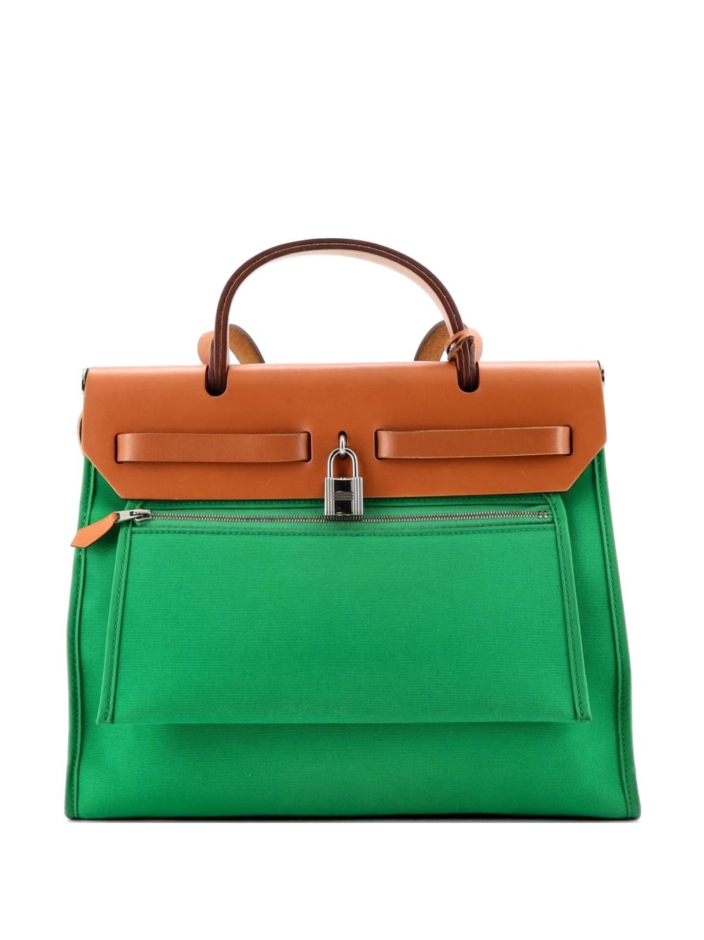 Herbag Zip Berline Vache Canvas and Leather 31 shoulder bag