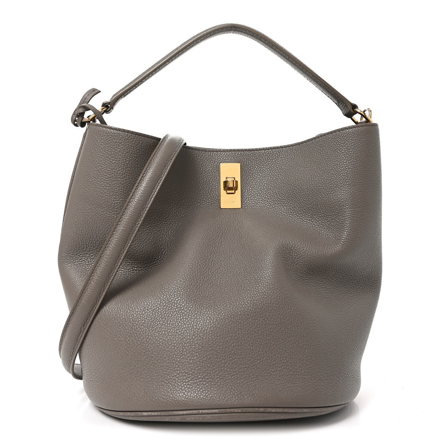 Celine Supple Grained Calfskin Bucket 16 Bag Pebble