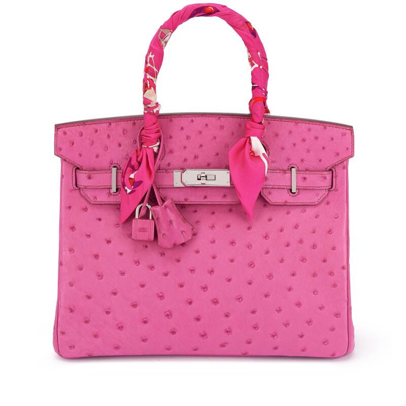 Hermes Fuchsia Ostrich Birkin 30 Palladium Hardware, 2007