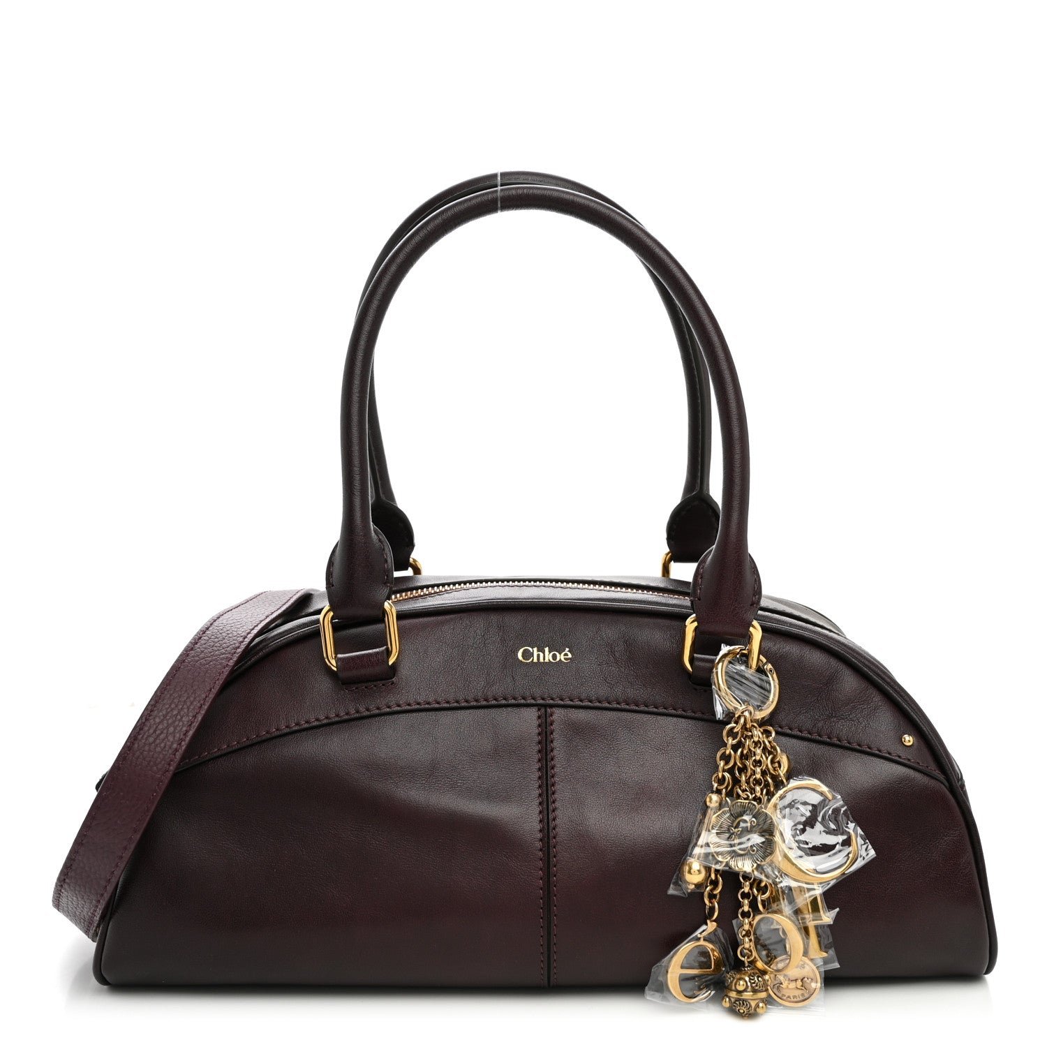 Chloe Smooth Calfskin Charms Bowling Bag Perfect Plum