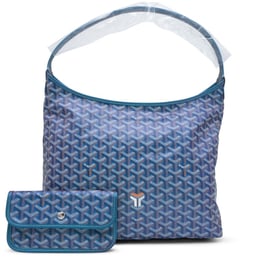 Goyard Pearly Blue Goyardine Canvas and Chevroches Calfskin Boheme Hobo Bag Palladium Hardware, 2024