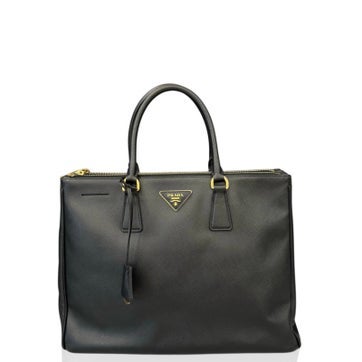 Saffiano Lux Leather Double Zip Tote Large