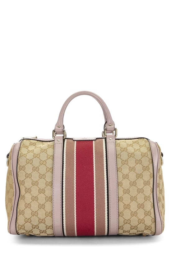 Pink Original GG Canvas Vintage Web Boston Medium