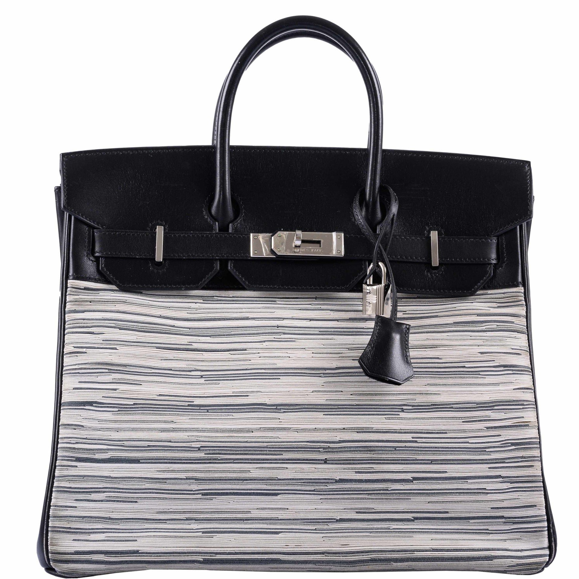 Hermes Hermès HAC Birkin 32 Gray Vibrato and Black Box Palladium Hardware