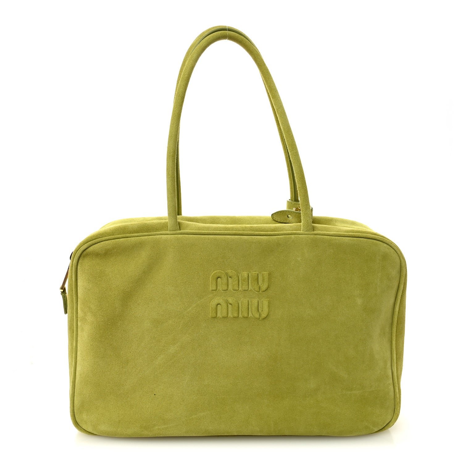 Miu Miu Camoscio Beau Top Handle Bag Edera