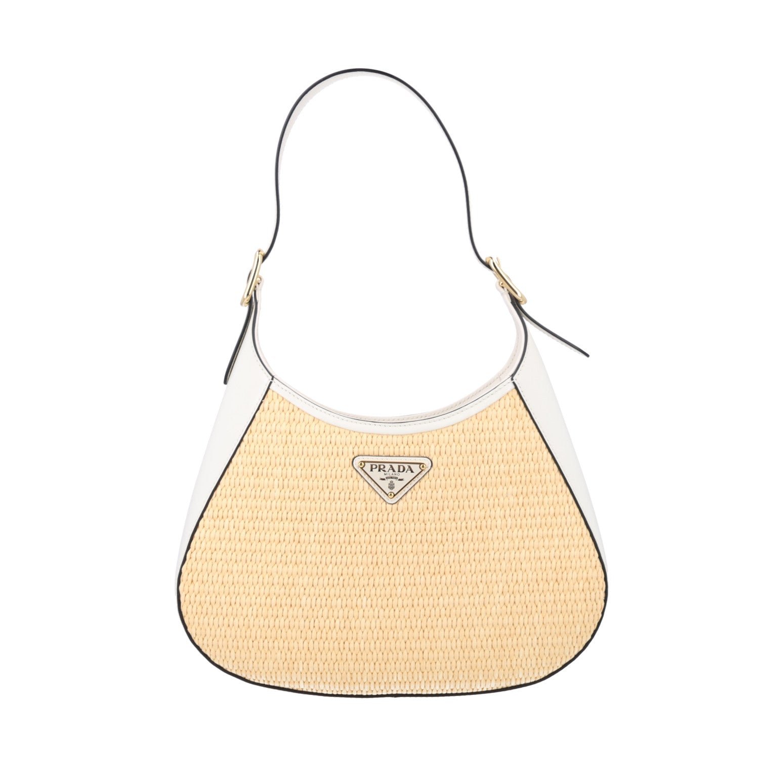 Prada Prada Paglia Spazzolato Shoulder Bag Naturale White