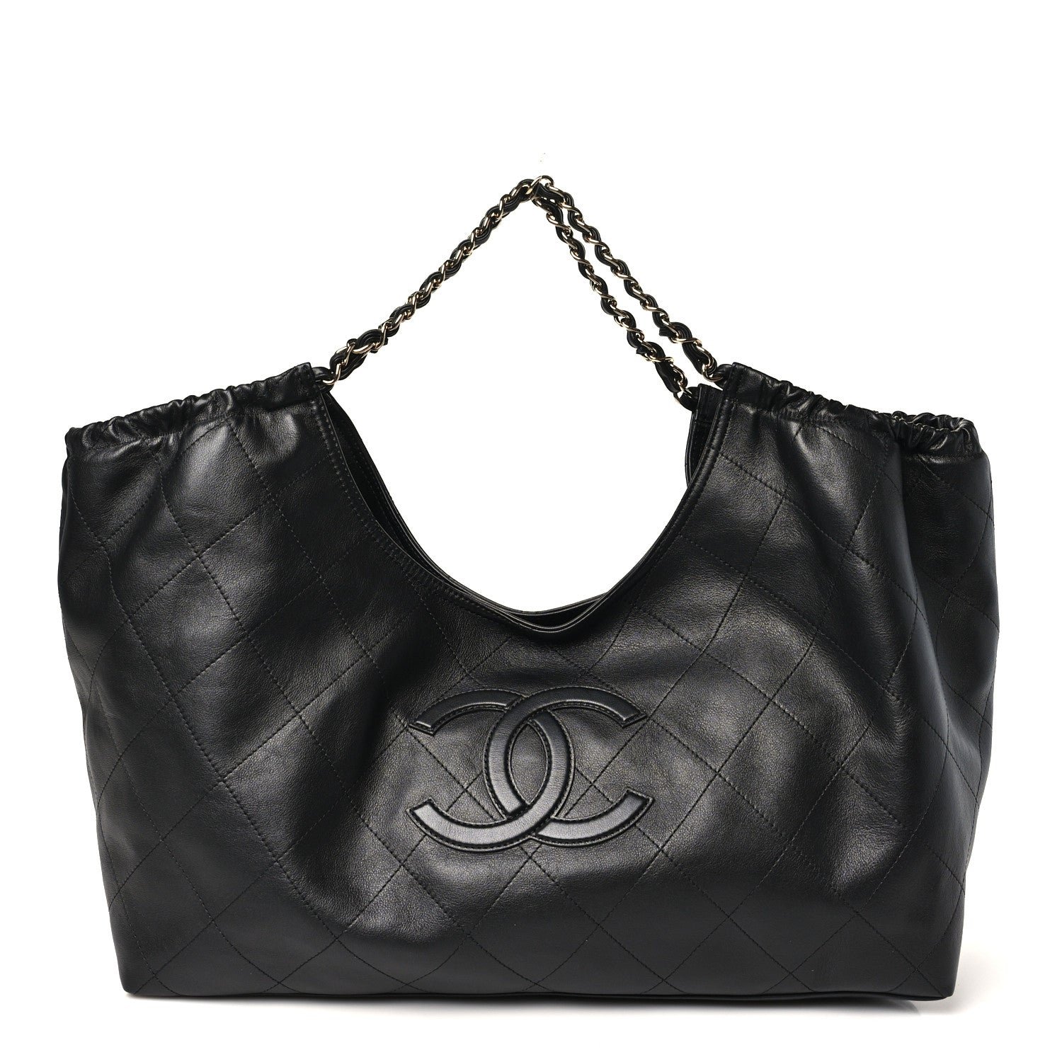 Chanel Lambskin Quilted Neo Cabas Shopping Tote Black