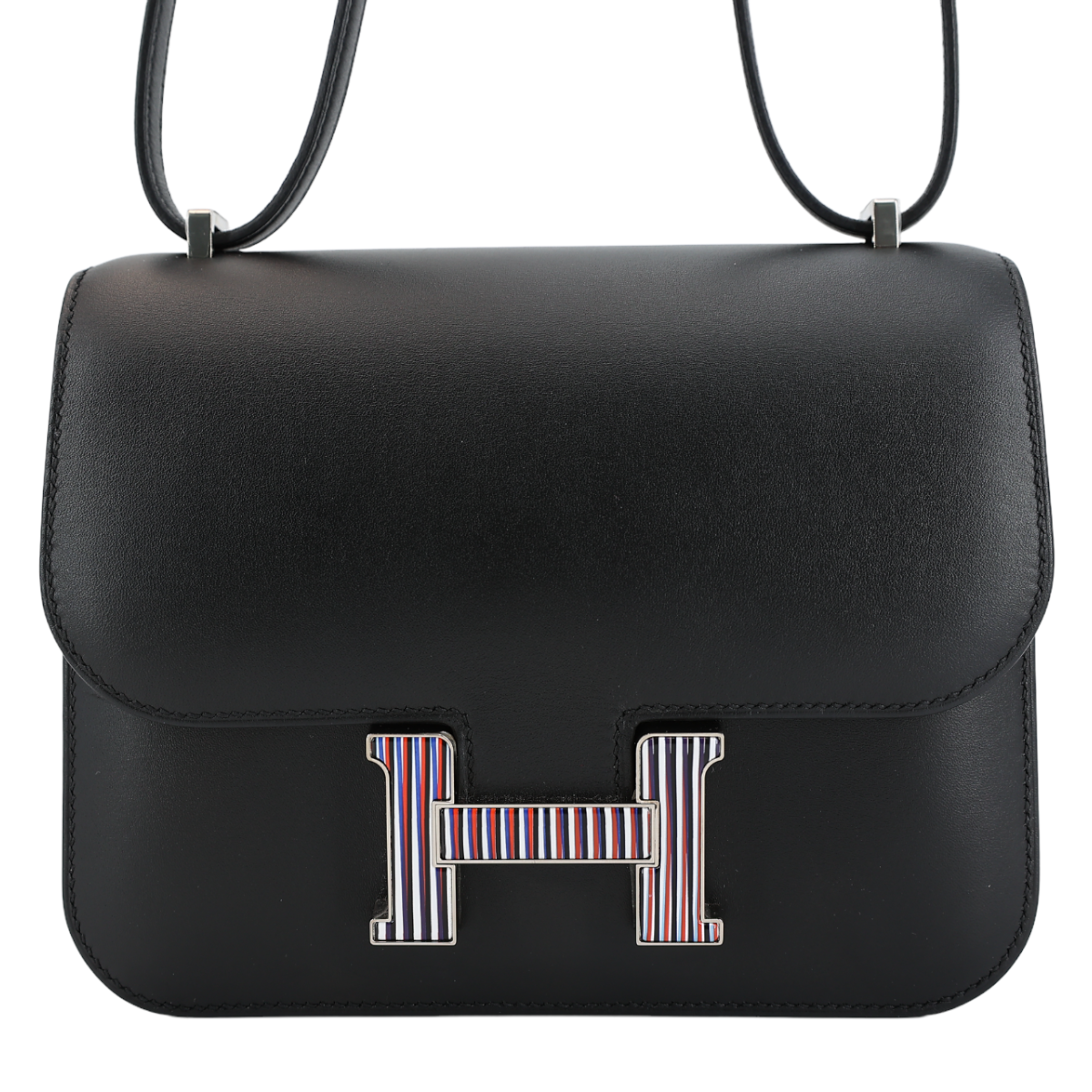 Hermes Limited Edition Constance Mini 19 handbag in Black Monsieur leather with Multi-color Enamel hardware