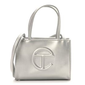Telfar Metallic Vegan Leather Small Shopping Bag Silver