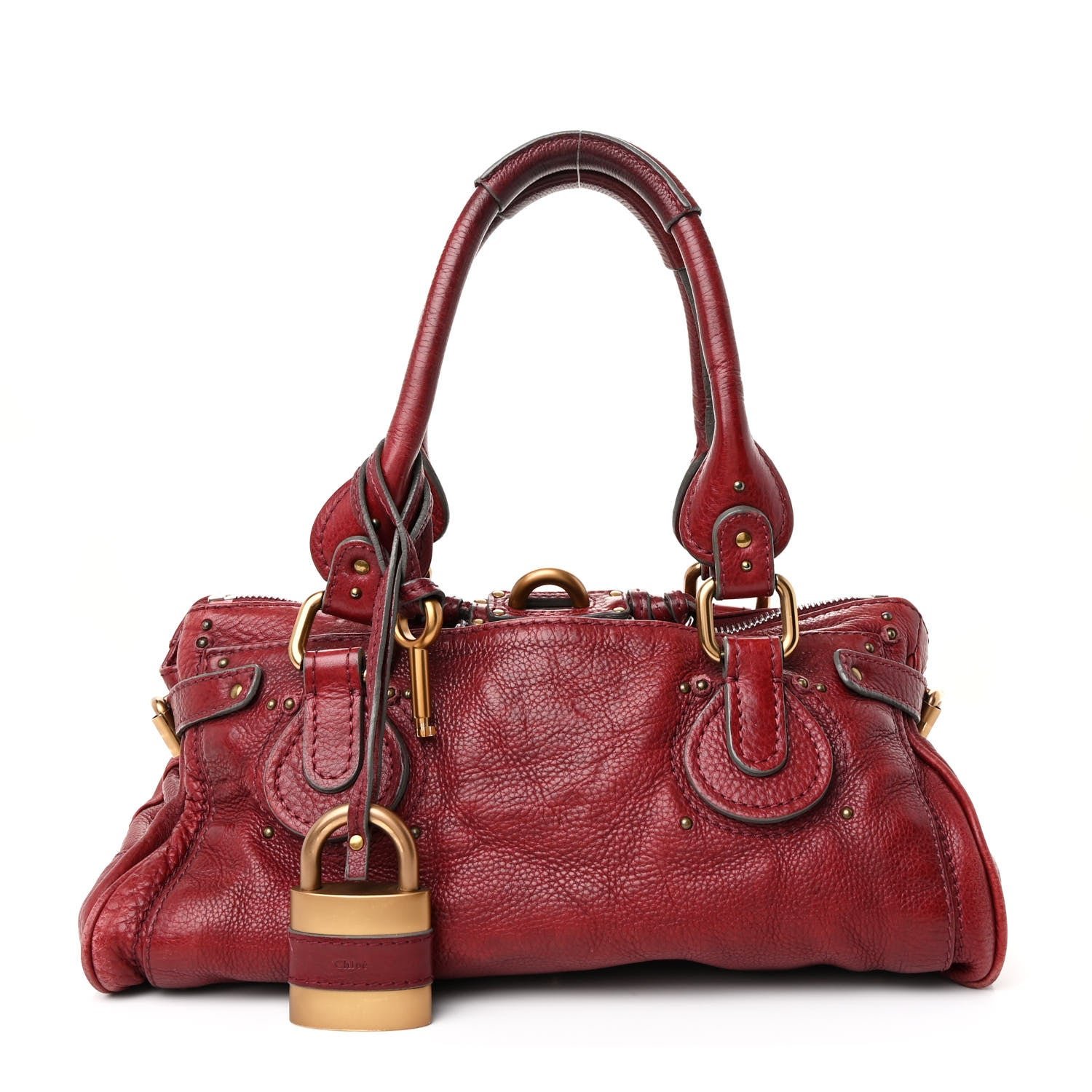 Chloe Calfskin Medium Paddington Satchel Dark Red
