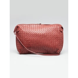 Bottega Veneta Bottega Veneta Light Red Intrecciato Woven Nappa Leather Large Nodini Crossbody Bag