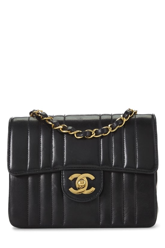 Black Lambskin Vertical Flap Mini