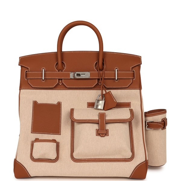 Hermes Birkin Cargo HAC 40 Gold Togo, Ecru-Beige Cargo H Canvas Palladium Hardware