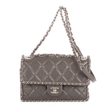 Leather Chain-Around Small Single Flap