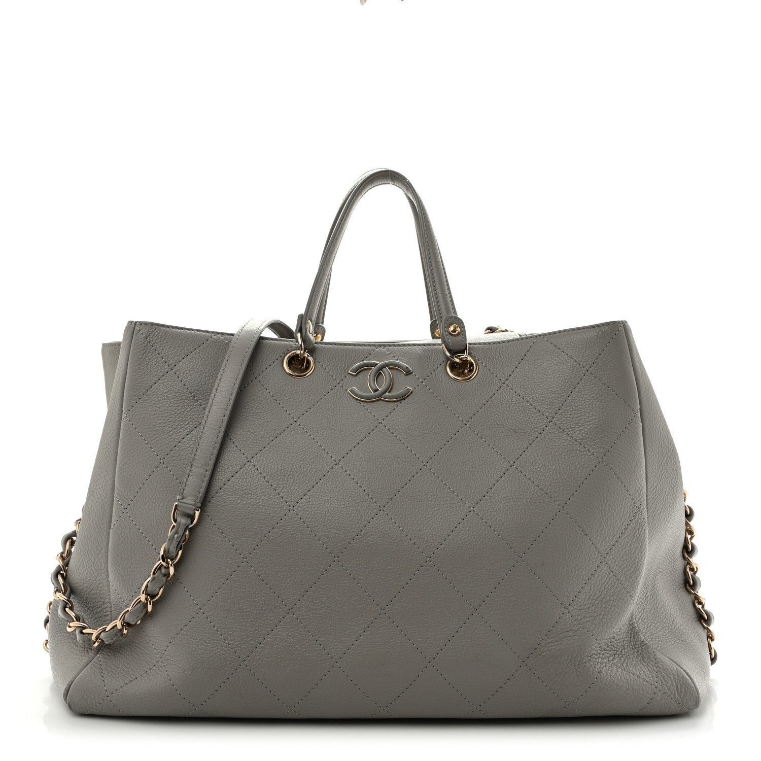 Chanel Bullskin Stitched Large Shopping Bag Grey