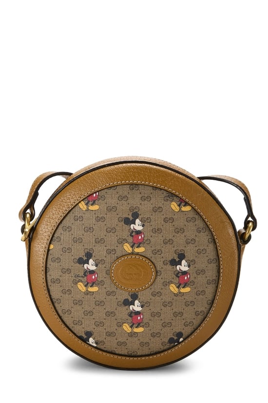 Gucci x Disney Brown GG Supreme Canvas Mickey Mouse Round Crossbody