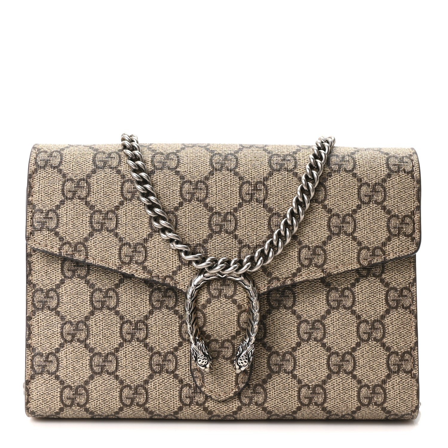 Gucci GG Supreme Monogram Mini Dionysus Chain Wallet Beige Taupe