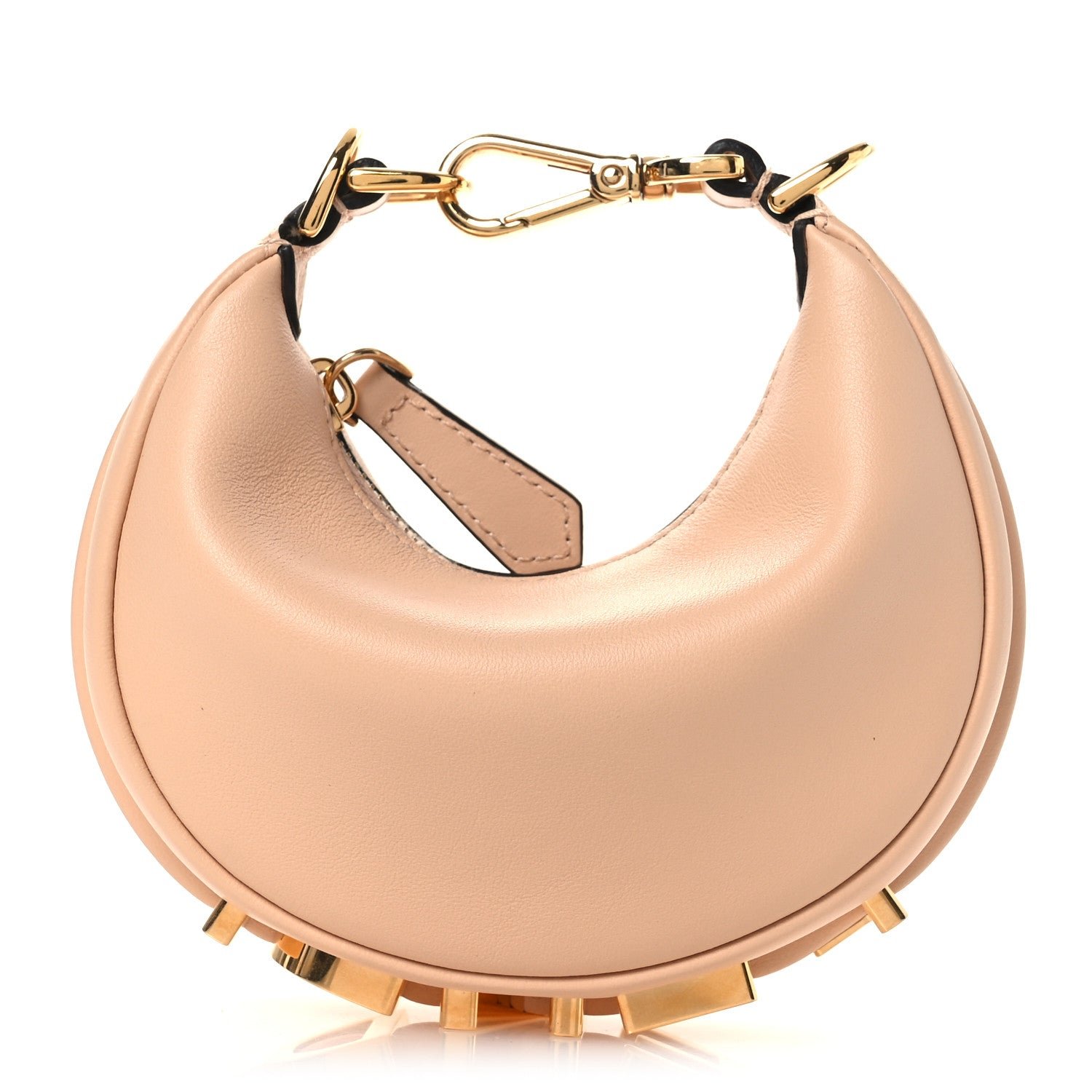 Fendi Vitello Grace Matte Nano Fendigraphy Hobo Charm Light Rose