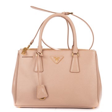 Leather Small Double Zip Galleria Tote