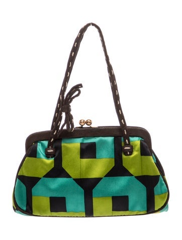 Enameled Metal Triangle Top Handle Bag Small