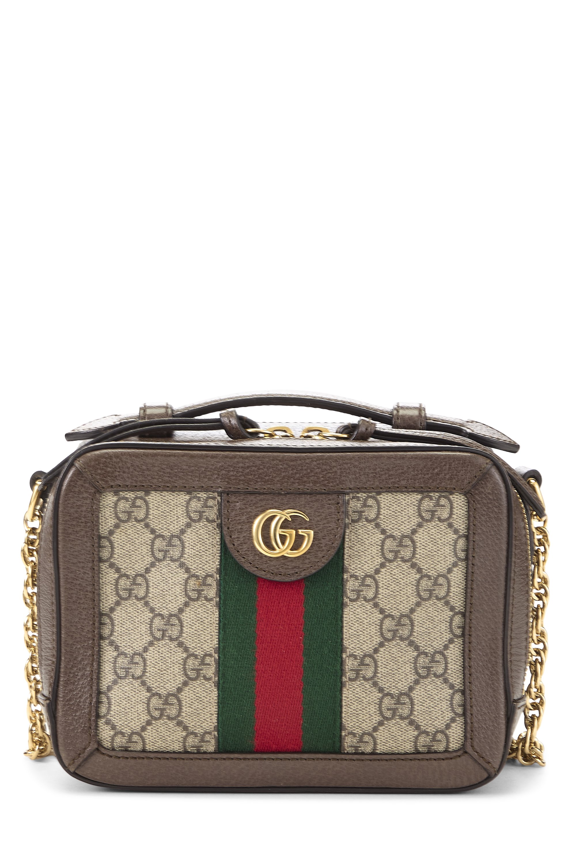 Gucci Brown GG Supreme Canvas Ophidia Top Handle Shoulder Bag Mini