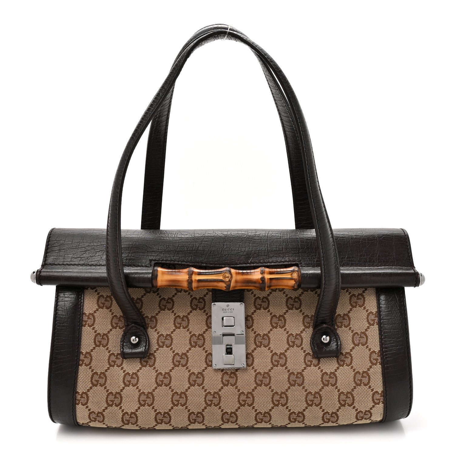 Gucci Monogram Bamboo Bullet Bag Dark Brown