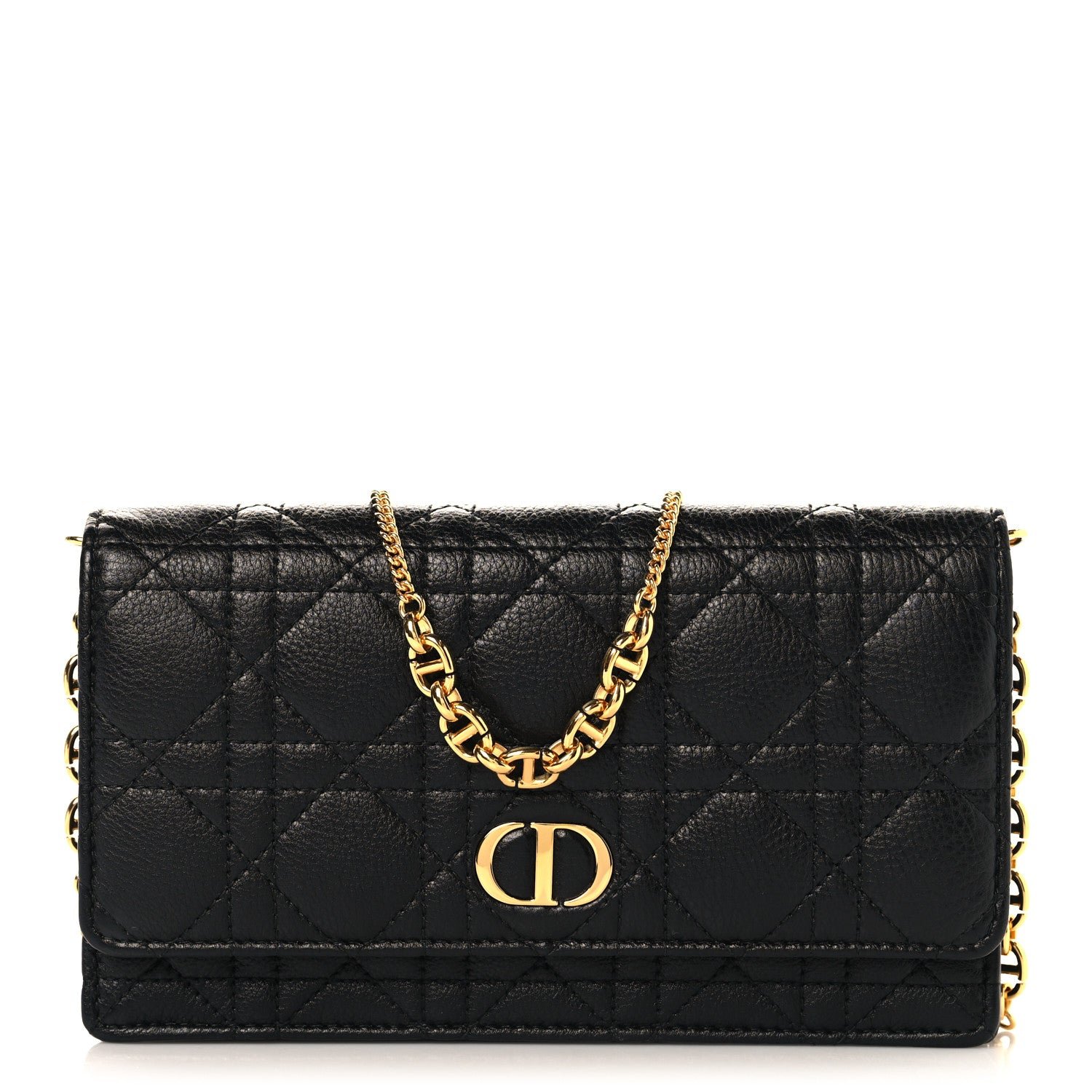 Christian Dior Supple Calfskin Cannage Caro Belt Pouch with Chain  Black