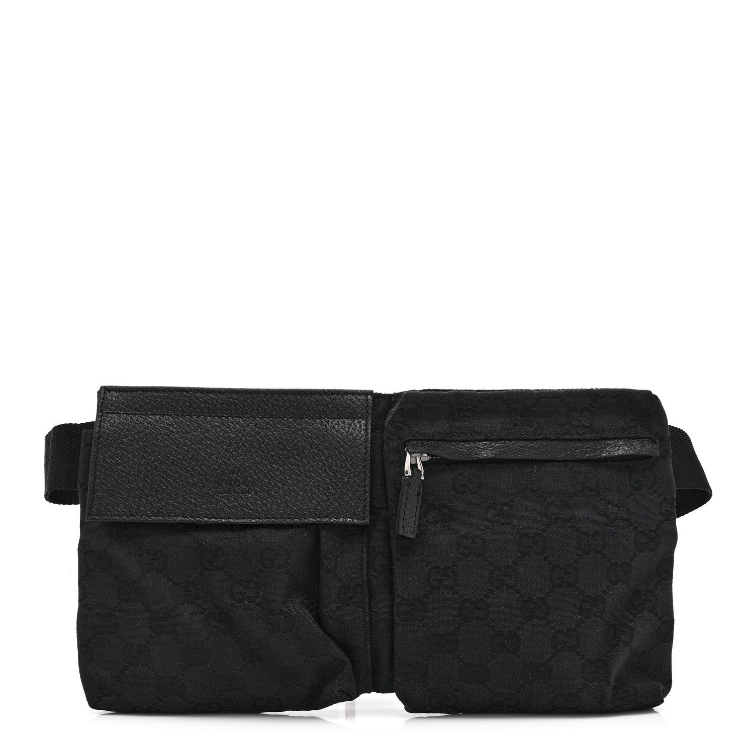 Gucci GG Monogram Double Pocket Belt Bag Black