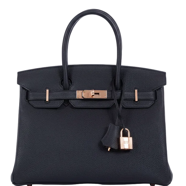 Hermes Hermès Birkin 30 Black Togo Rose Gold Hardware