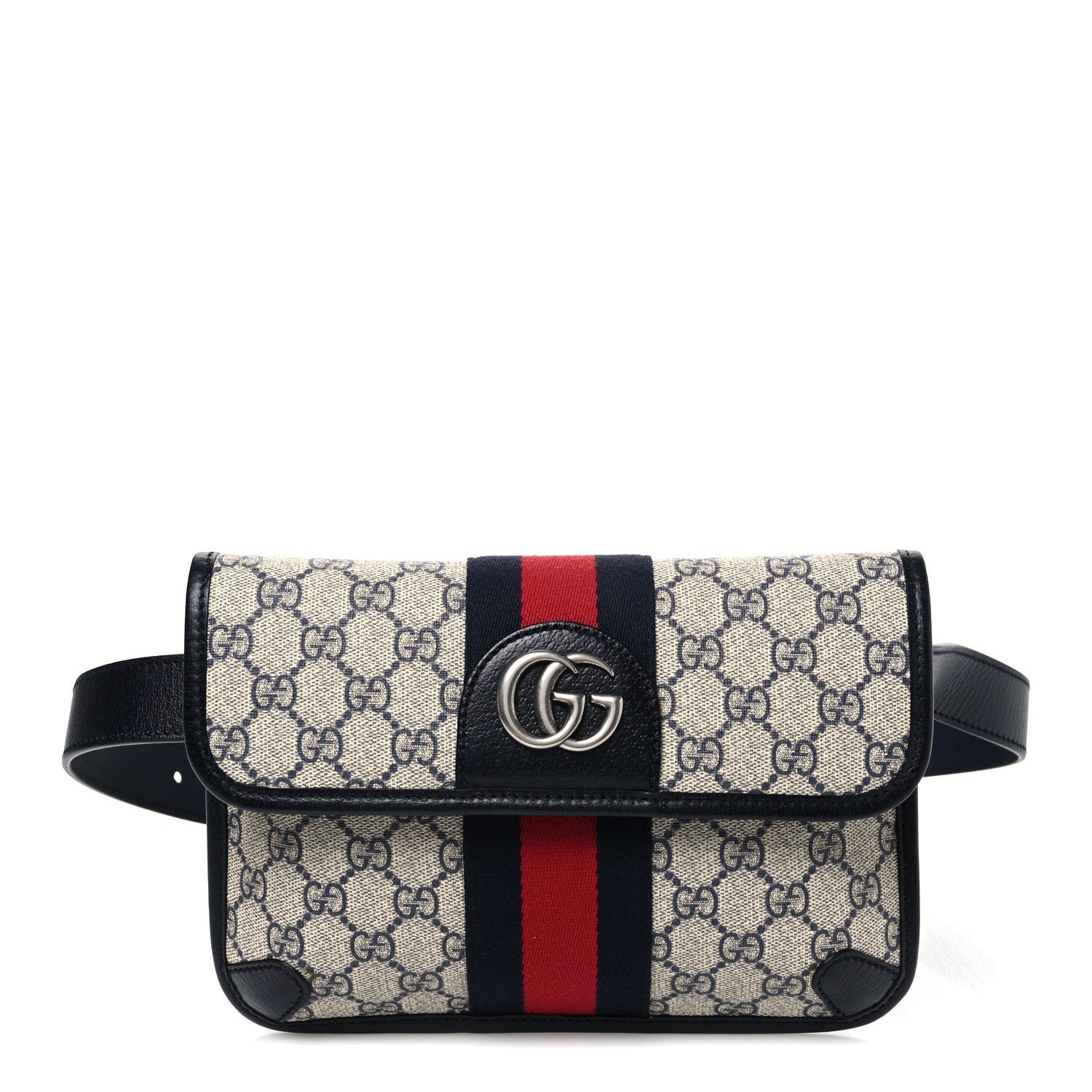 Gucci GG Supreme Monogram Web Small Ophidia Belt Bag 90 36 Beige Navy