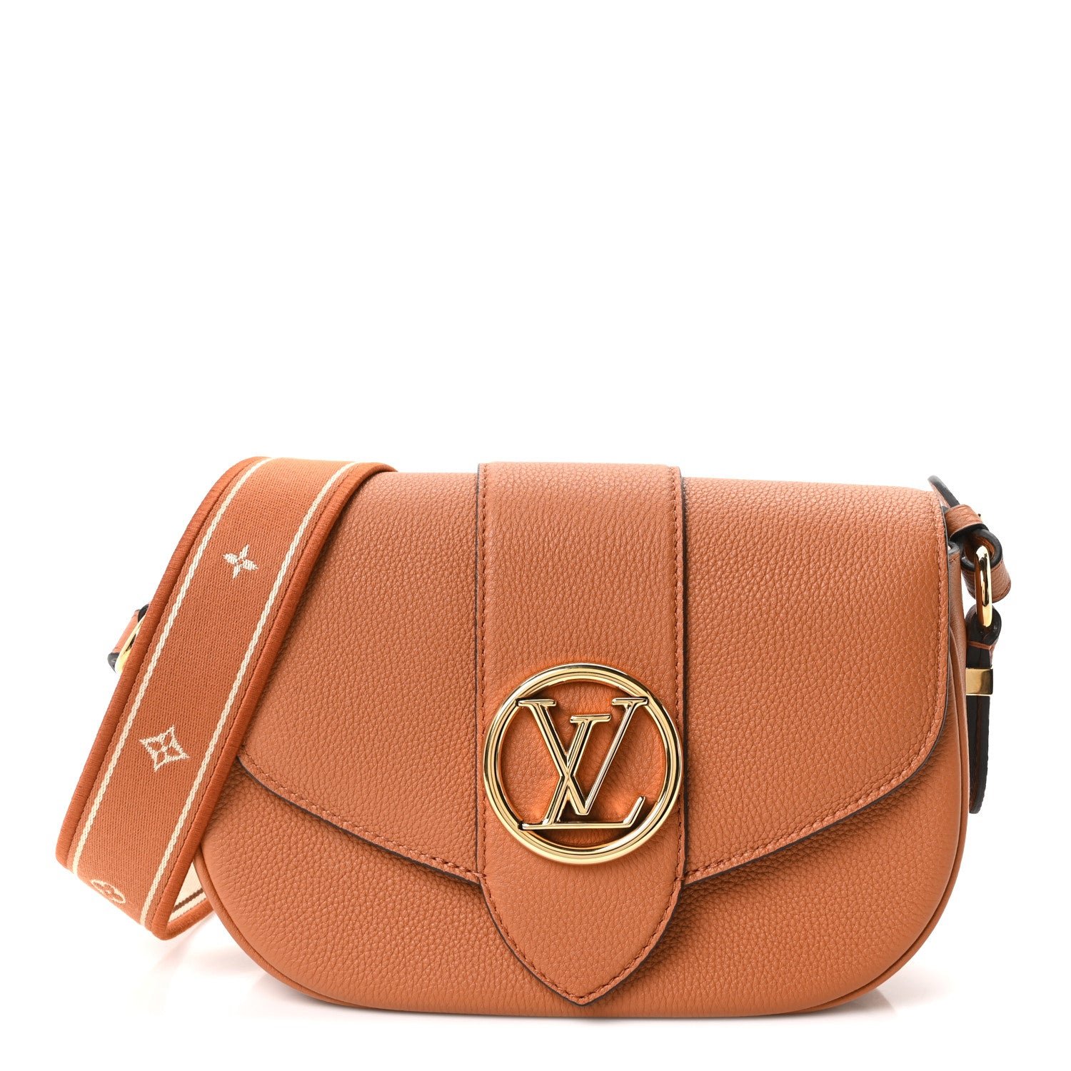 Louis Vuitton Grained Calfskin LV Pont 9 Soft MM Golden Siena