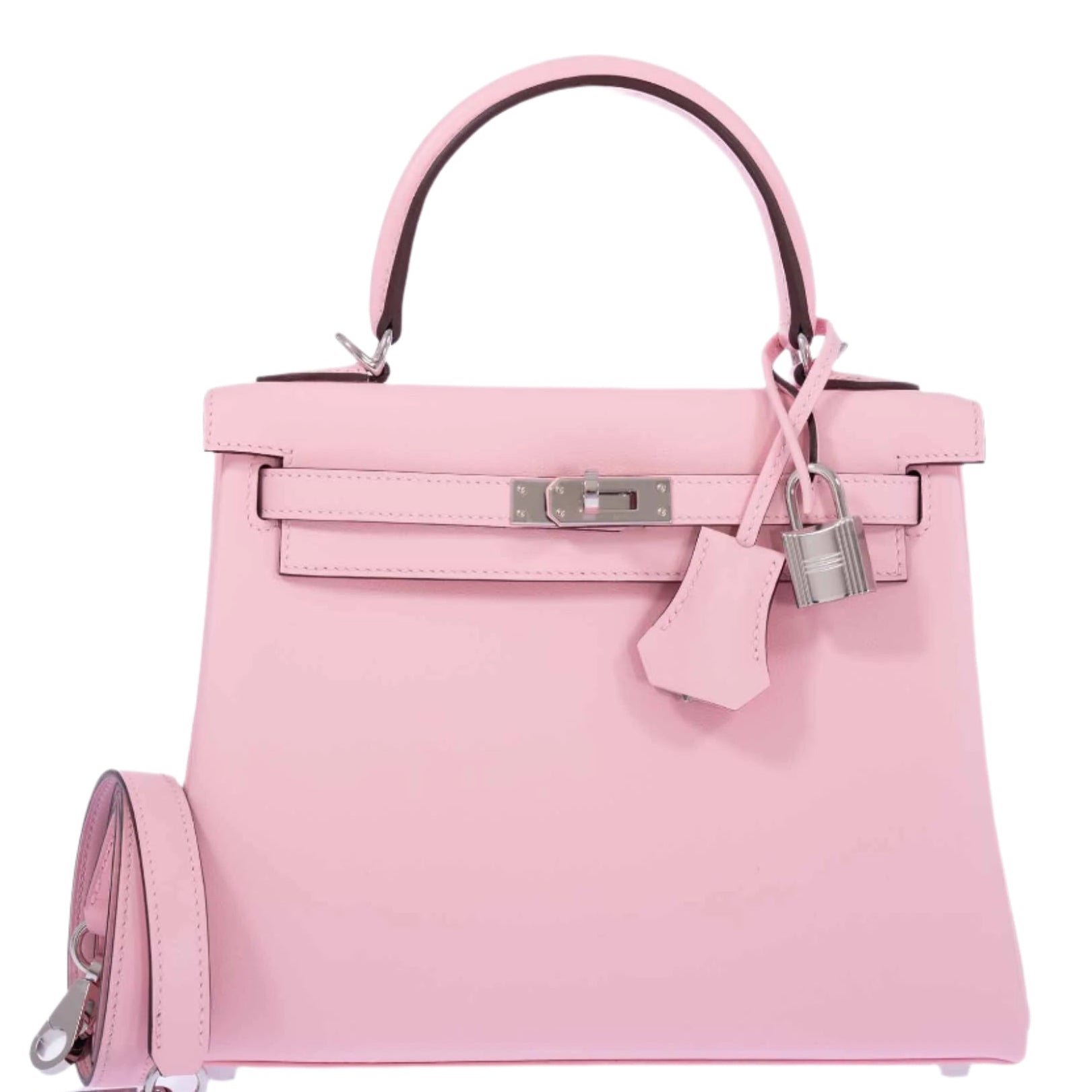 Hermes Hermès Kelly 25 Retourné Rose Sakura Swift Palladium Hardware