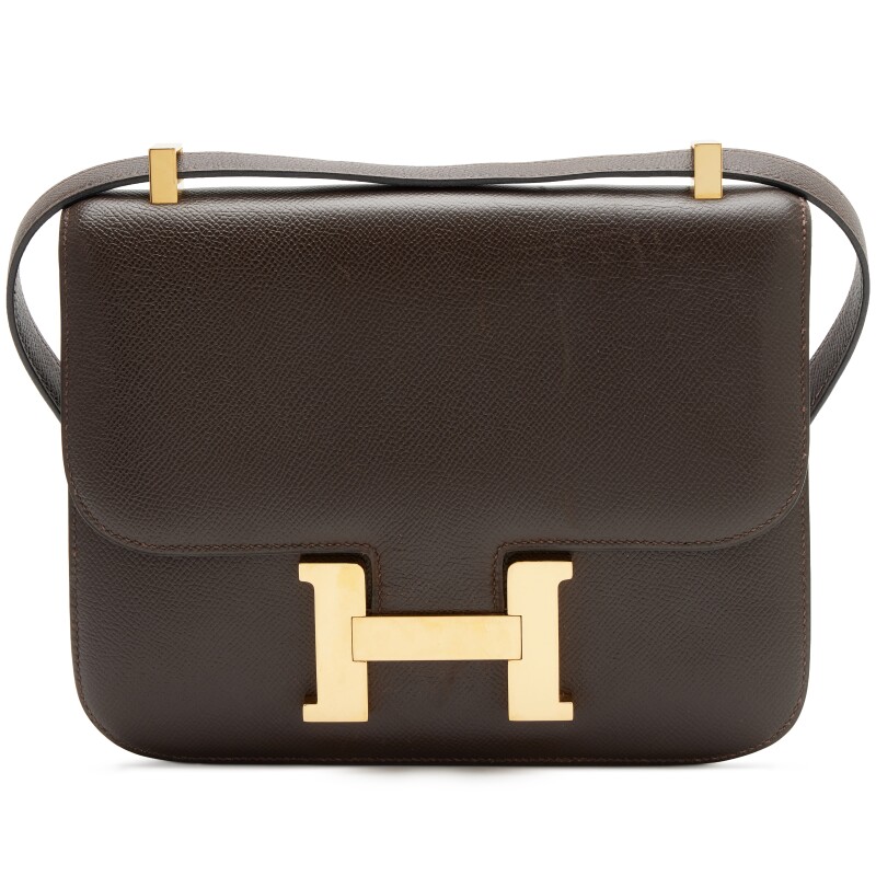 Hermes Vintage Havane Courchevel Constance 23 Gold Hardware, 1998