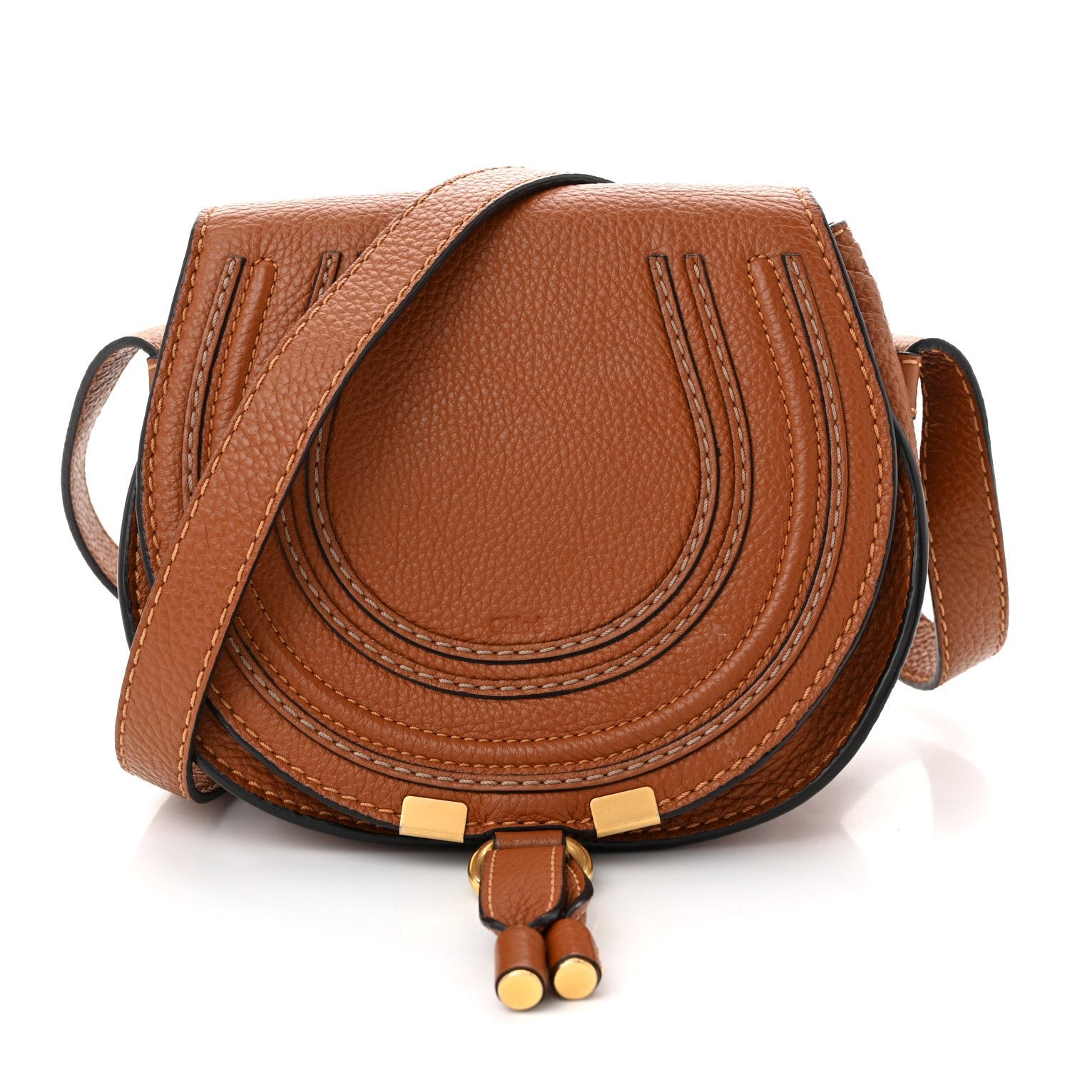Chloe Grained Calfskin Small Marcie Saddle Bag Tan