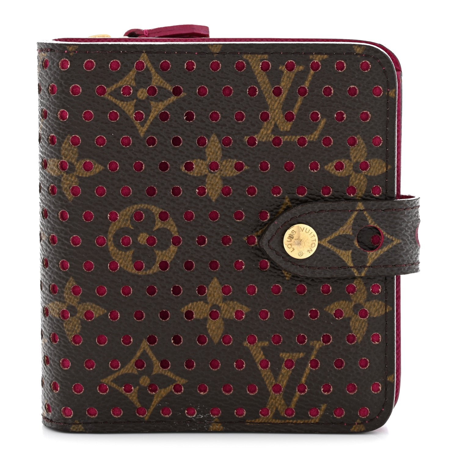 Louis Vuitton Monogram Perforated Compact Zipped Wallet Fuchsia