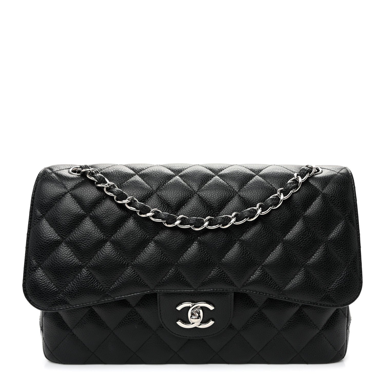 Chanel Caviar Quilted Jumbo Double Flap  Black