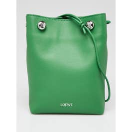 Loewe Green Soft Grained Leather Small Pebble Pouch Bag