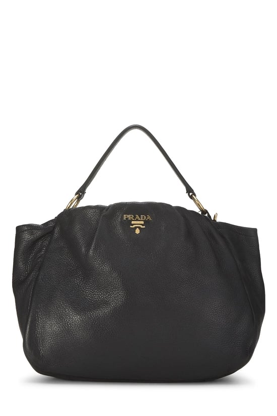 Black Vitello Daino Convertible Tote