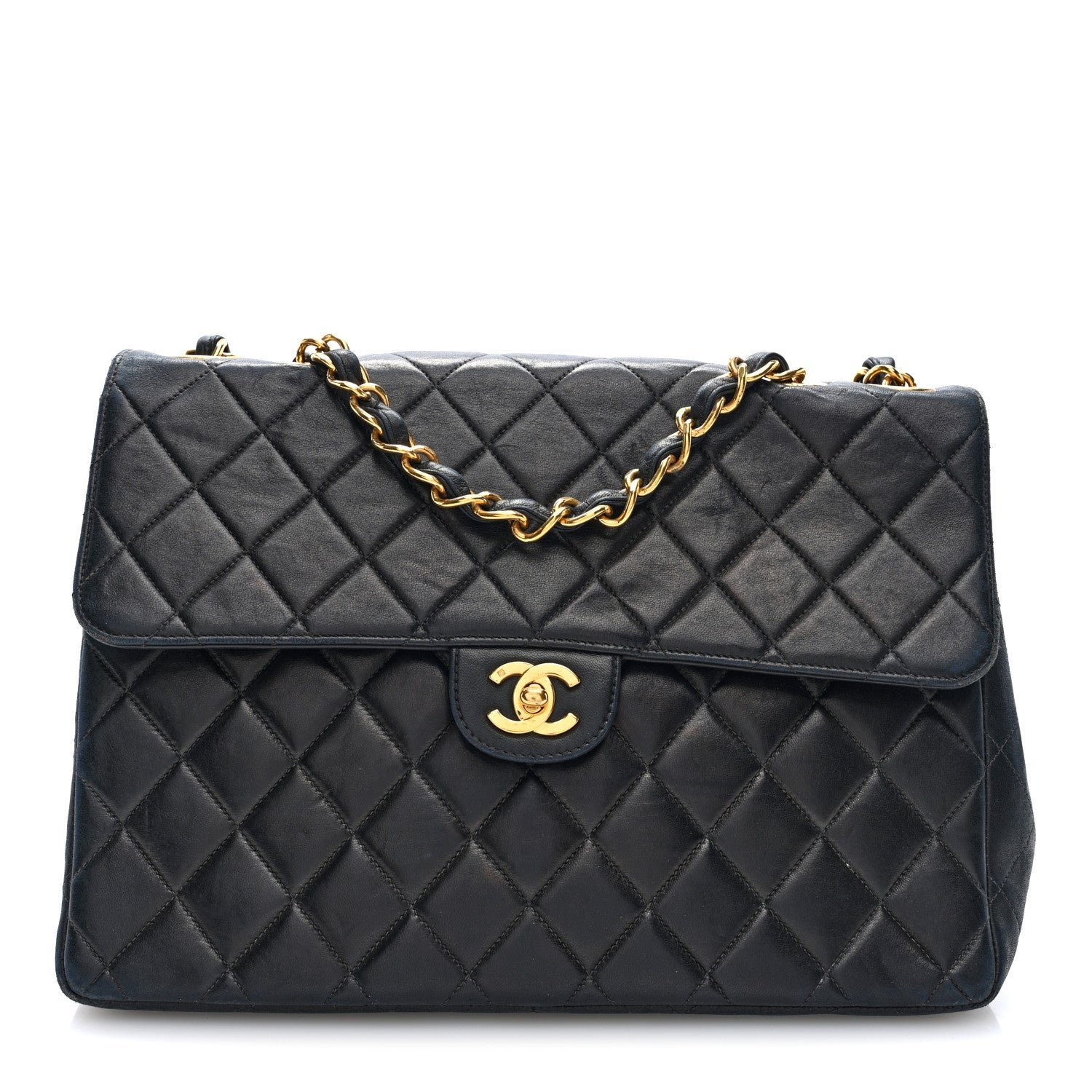 Chanel Lambskin Quilted Jumbo Single Flap Black