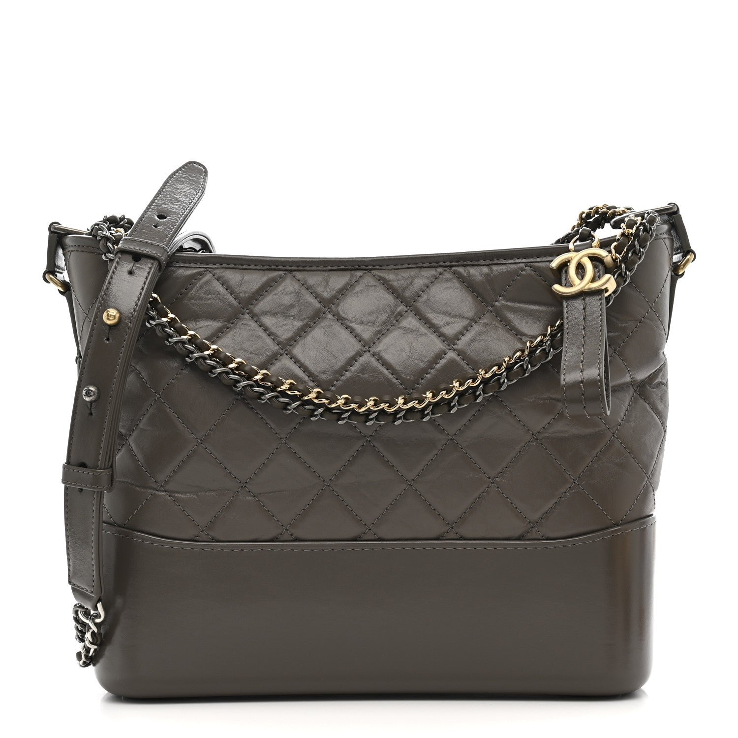 Chanel Aged Calfskin Quilted Medium Gabrielle Hobo Grey