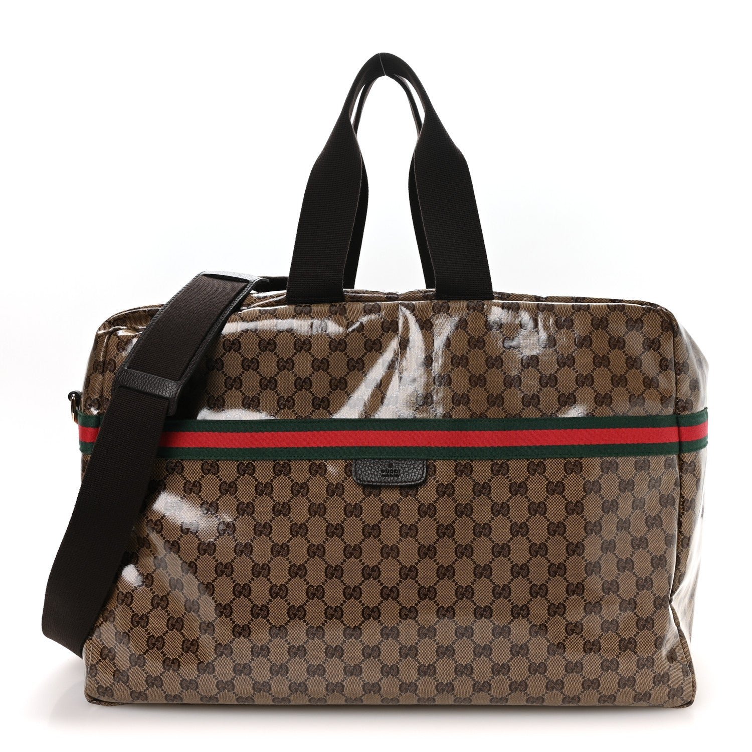 Gucci Crystal Monogram Web Large Carry On Duffle Bag Brown