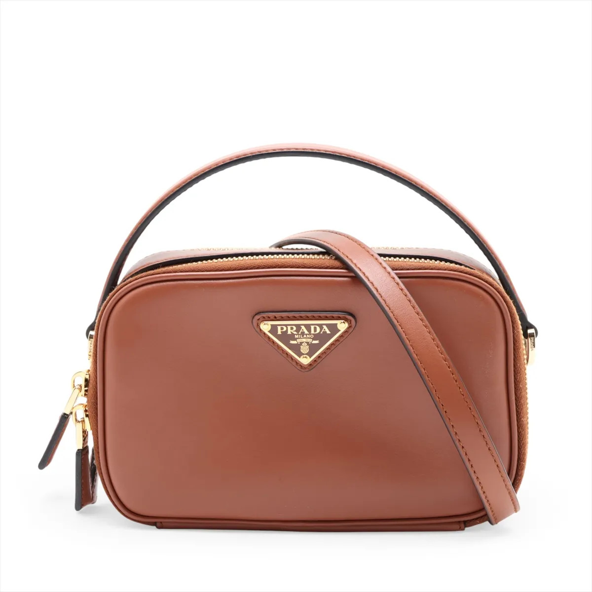 Prada Leather 2 Way Shoulder Bag Brown
